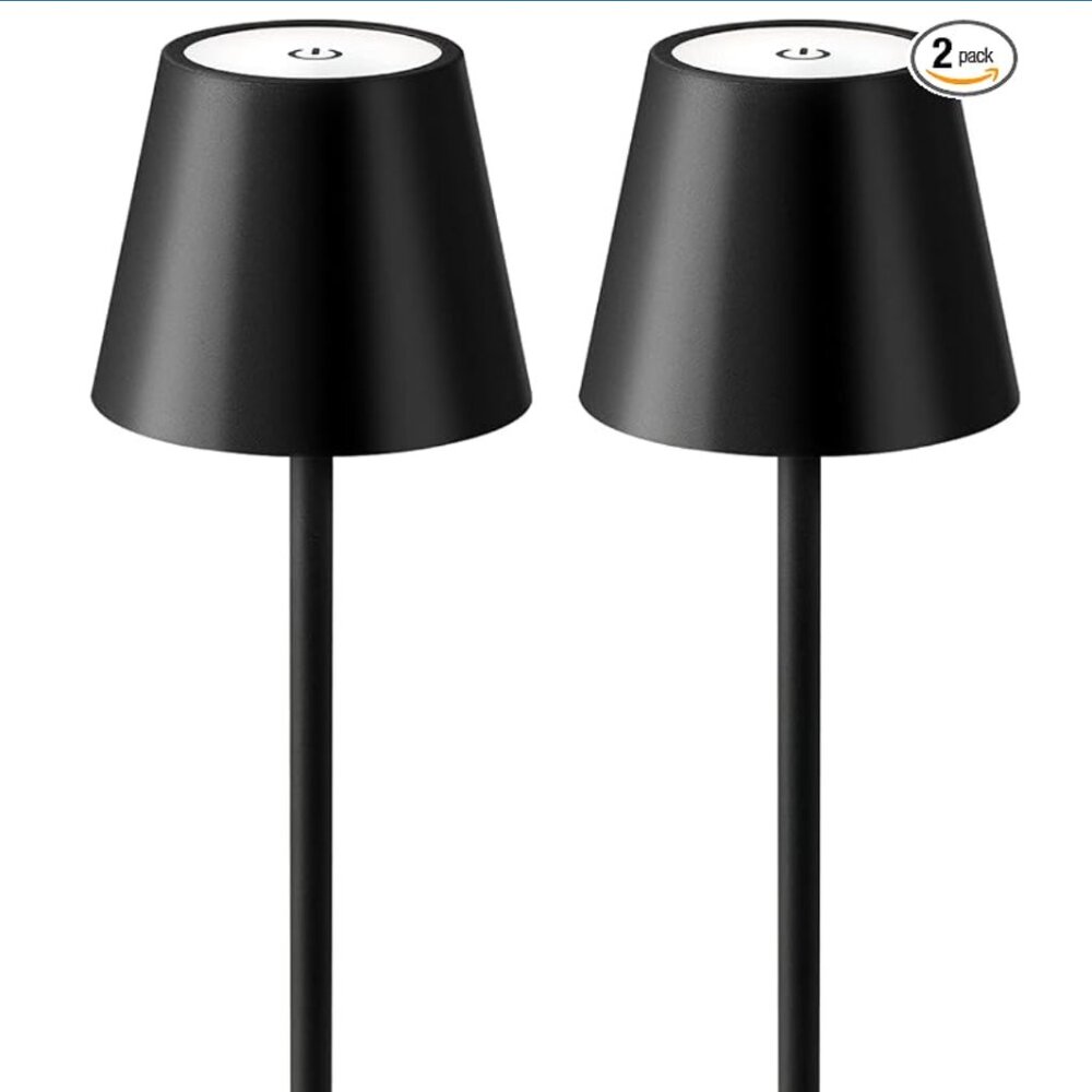 2 Pack Cordless Table Lamp Black